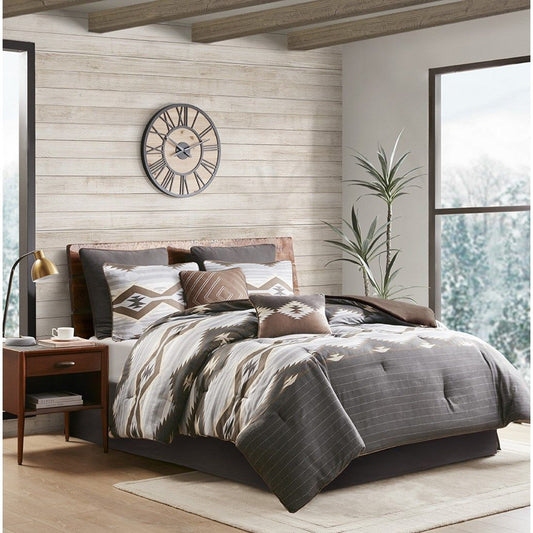 Bitter Creek - Queen Oversized Comforter Set - Gray / Brown Woolrich