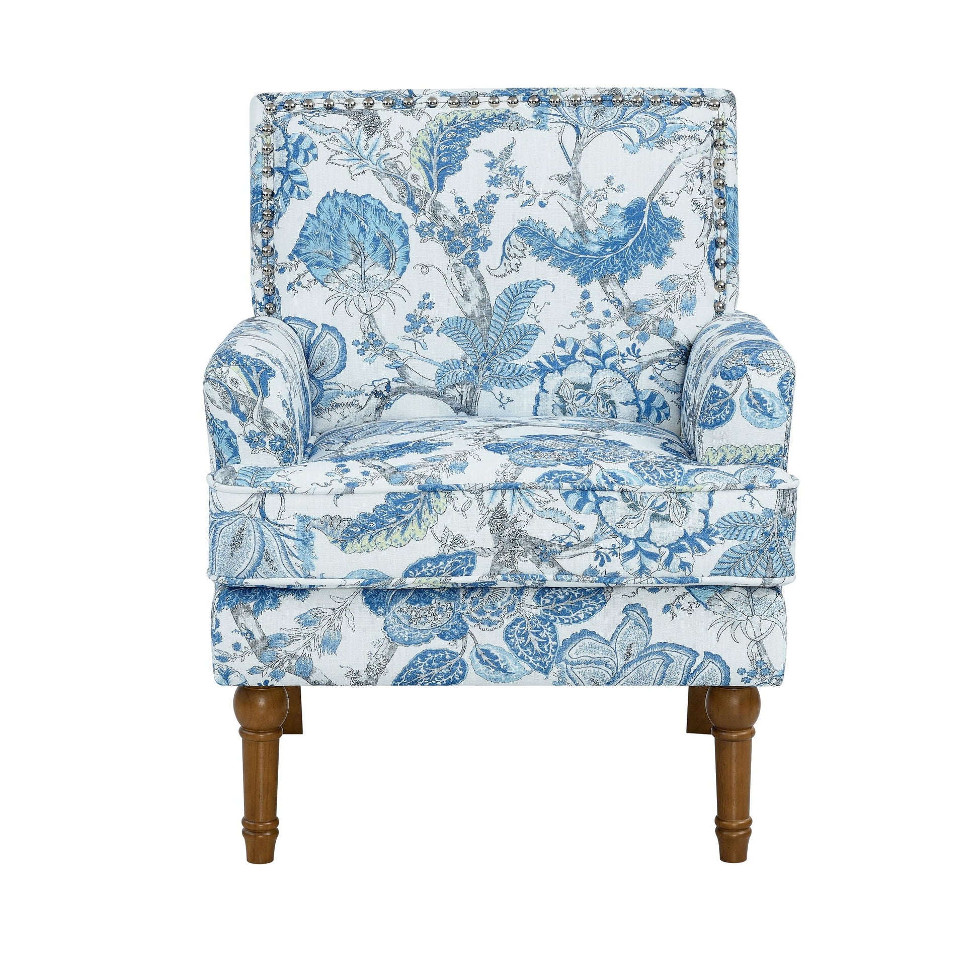 Floral Accent Armchair With Nailhead Trim Home Essentials
