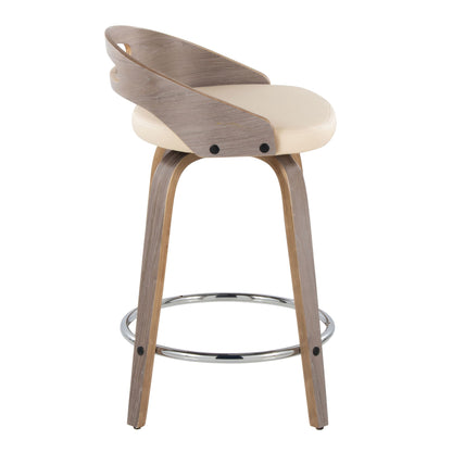 Cassis - Mid Century Modern Fixed Height Counter Stool With Swivel With Round Footrest (Set of 2) Lumi Source