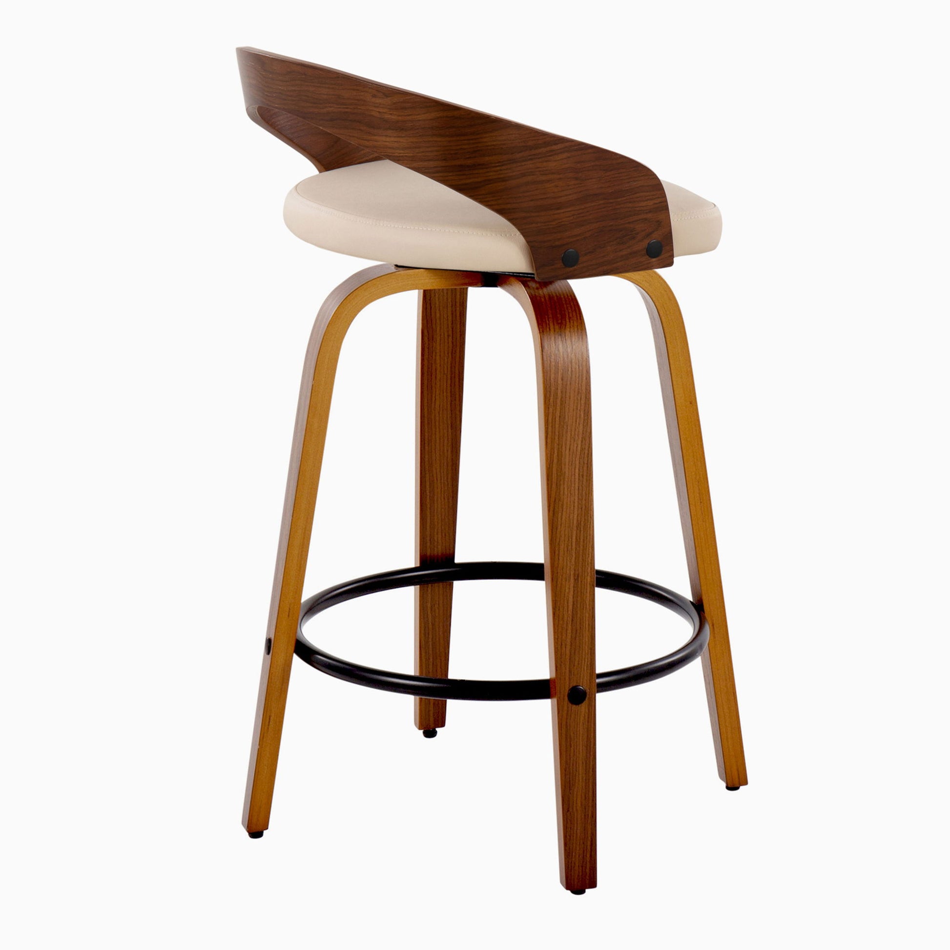 Grotto - Mid Century Modern Fixed Height Counter Stool With Swivel With Round Footrest (Set of 2) Lumi Source