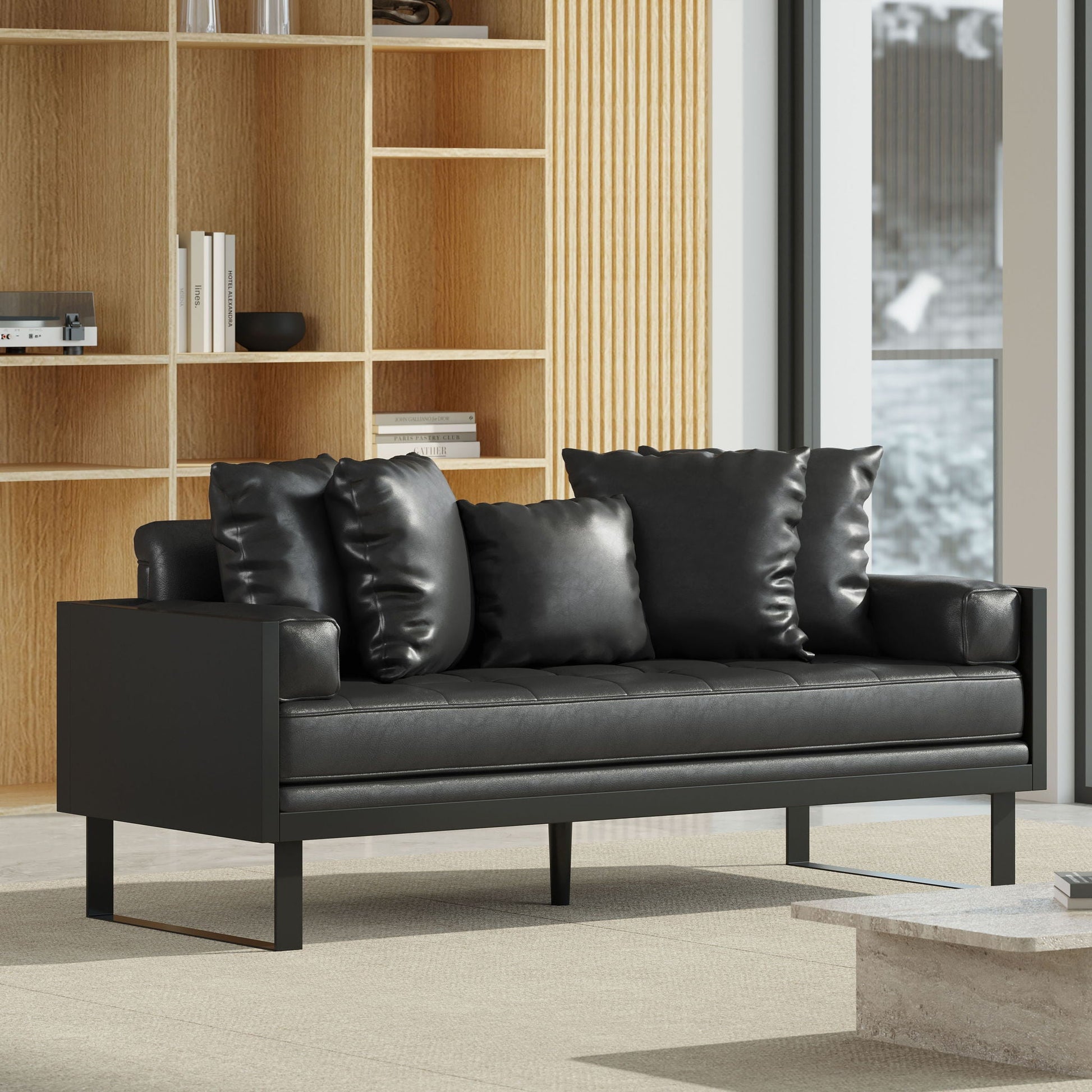 Contemporary Oversized Loveseat With Accent Pillow Noble House