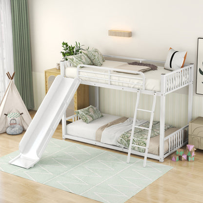 Metal Bunk Bed With Slide, Durable Steel Frame Hearth and Haven