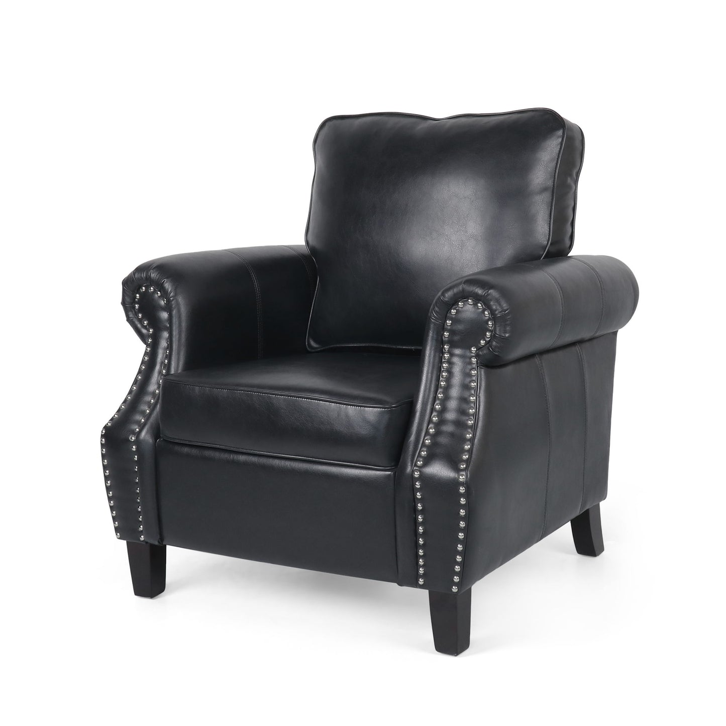 Contemporary Club Chair With Nailhead Trim And Rolled Armrests Noble House