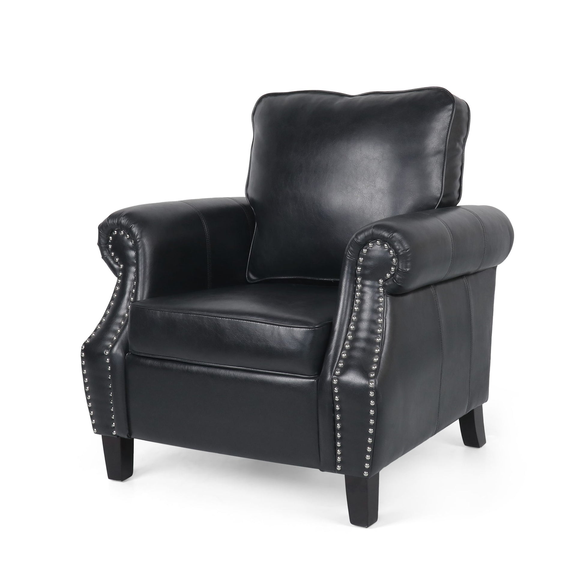 Contemporary Club Chair With Nailhead Trim And Rolled Armrests Noble House