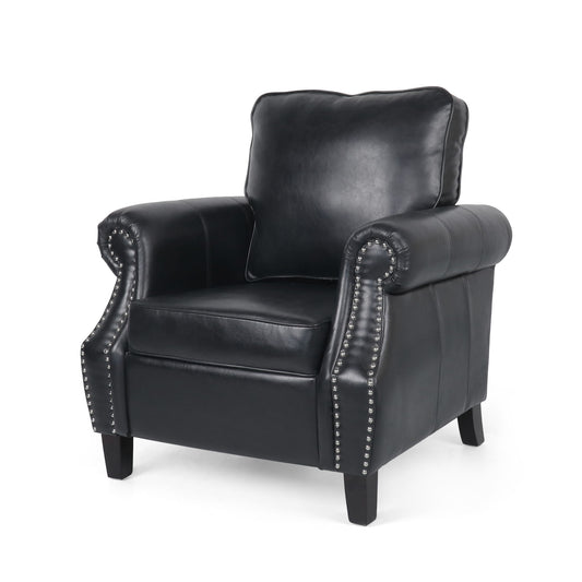 Contemporary Club Chair With Nailhead Trim And Rolled Armrests Noble House
