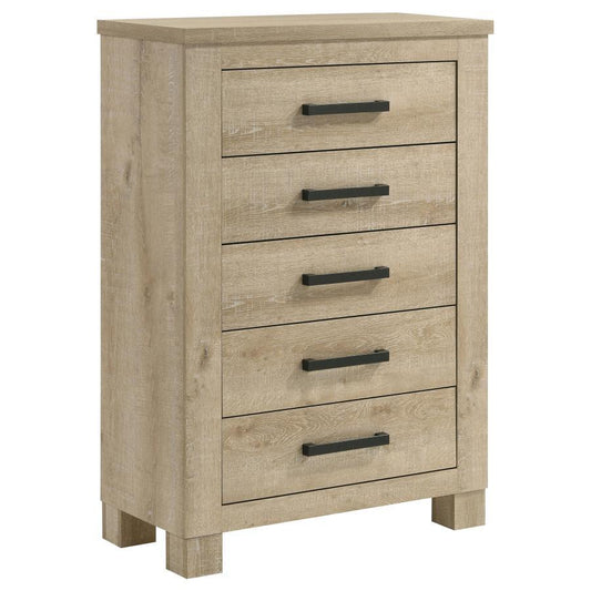 Oakglen - 5-Drawer Bedroom Chest Of Drawers - Weathered Oak Coaster Fine Furniture