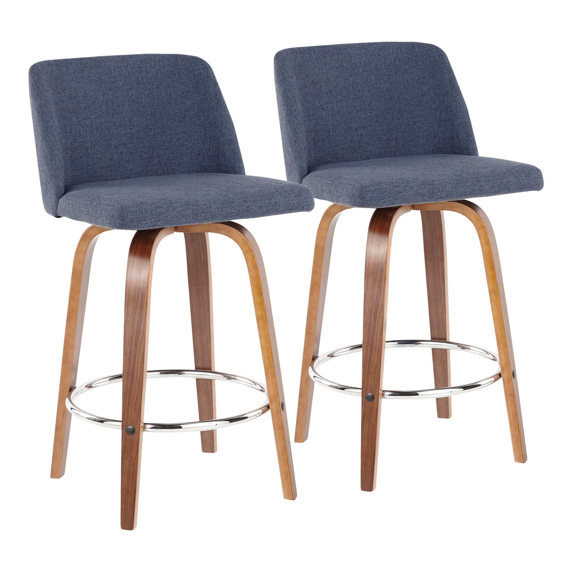 Toriano - Mid-Century Modern Fixed Height Counter Stool With Round Footrest (Set of 2) Lumi Source