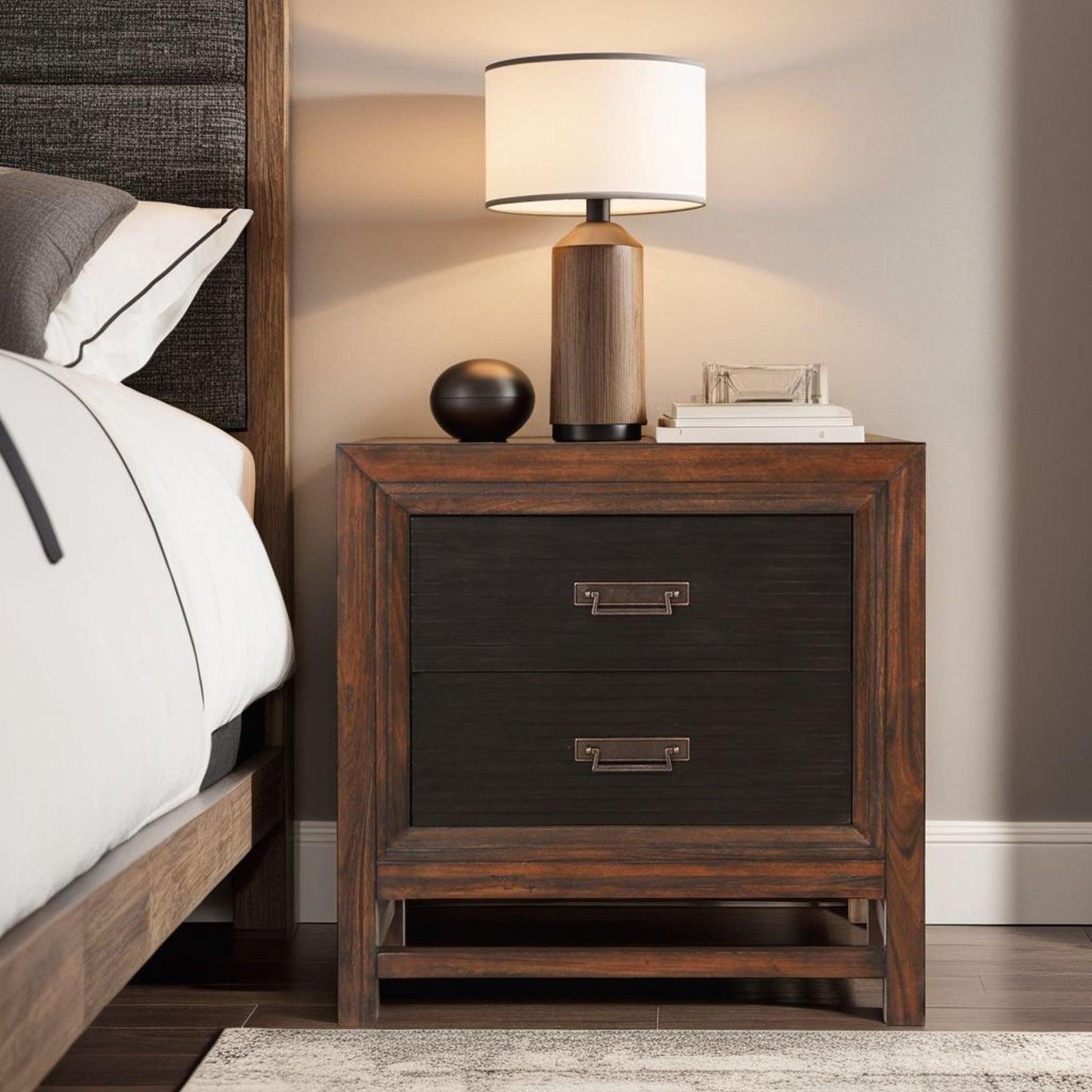 2 Drawer Nightstand, 2 Tone - Brown Legends