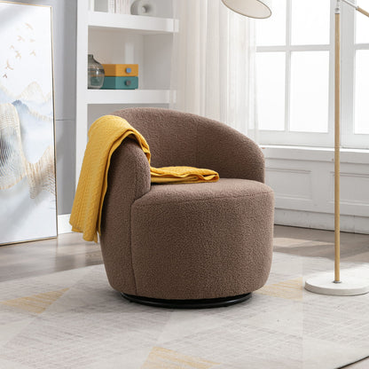 Teddy Fabric Swivel Accent Armchair Barrel Chair With Powder Coating Metal Ring Home Essentials