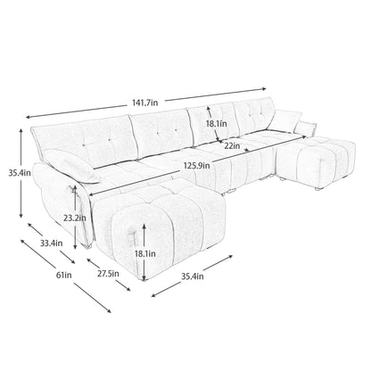 Sofa Set With Ottoman And Pillows, Textured, High Resilience Cushions Home Essentials