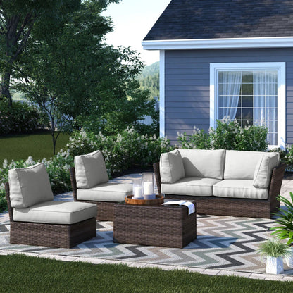 Comfortable Modern Patio Rattan Sectional Set With Cushions LSI Patio Furniture