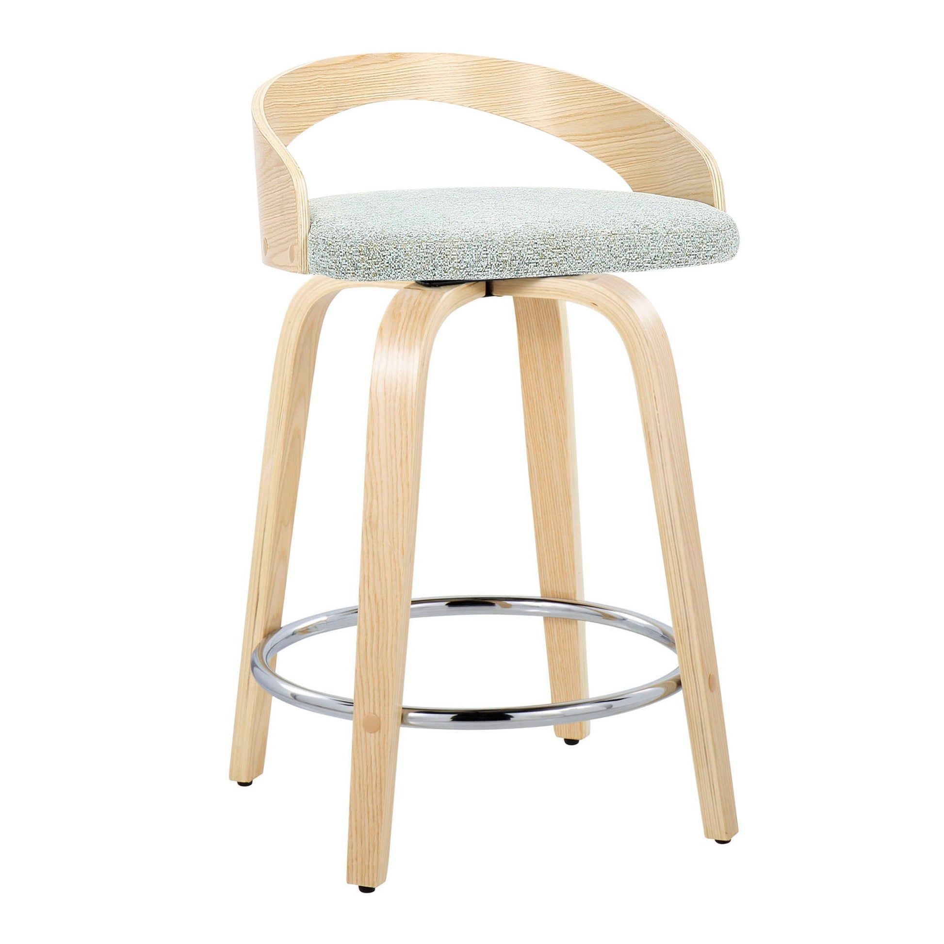 Grotto - Contemporary Fixed Height Counter Stool & Swivel, Round Footrest (Set of 2) Lumi Source