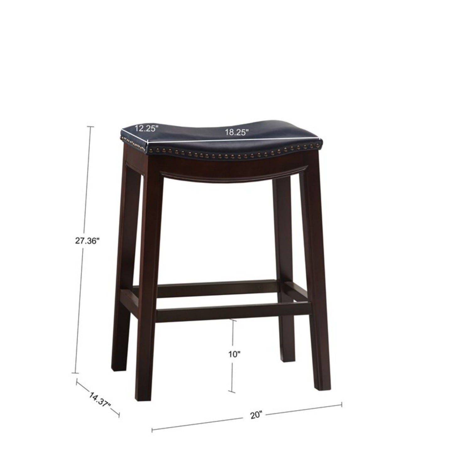 Saddle Counter Stool With Antique Bronze Detailing And High Density Foam - Navy JLA