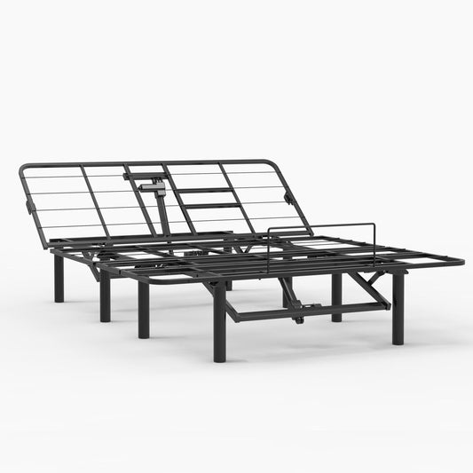 Adjustable Bed Base Frame With Head And Foot Incline, Quiet Motor, Queen Size Steel, Dual USB A, C Ports - Black Home Essentials
