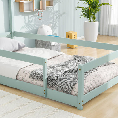 Wood Bed With House Shaped Headboard Floor Bed With Fences