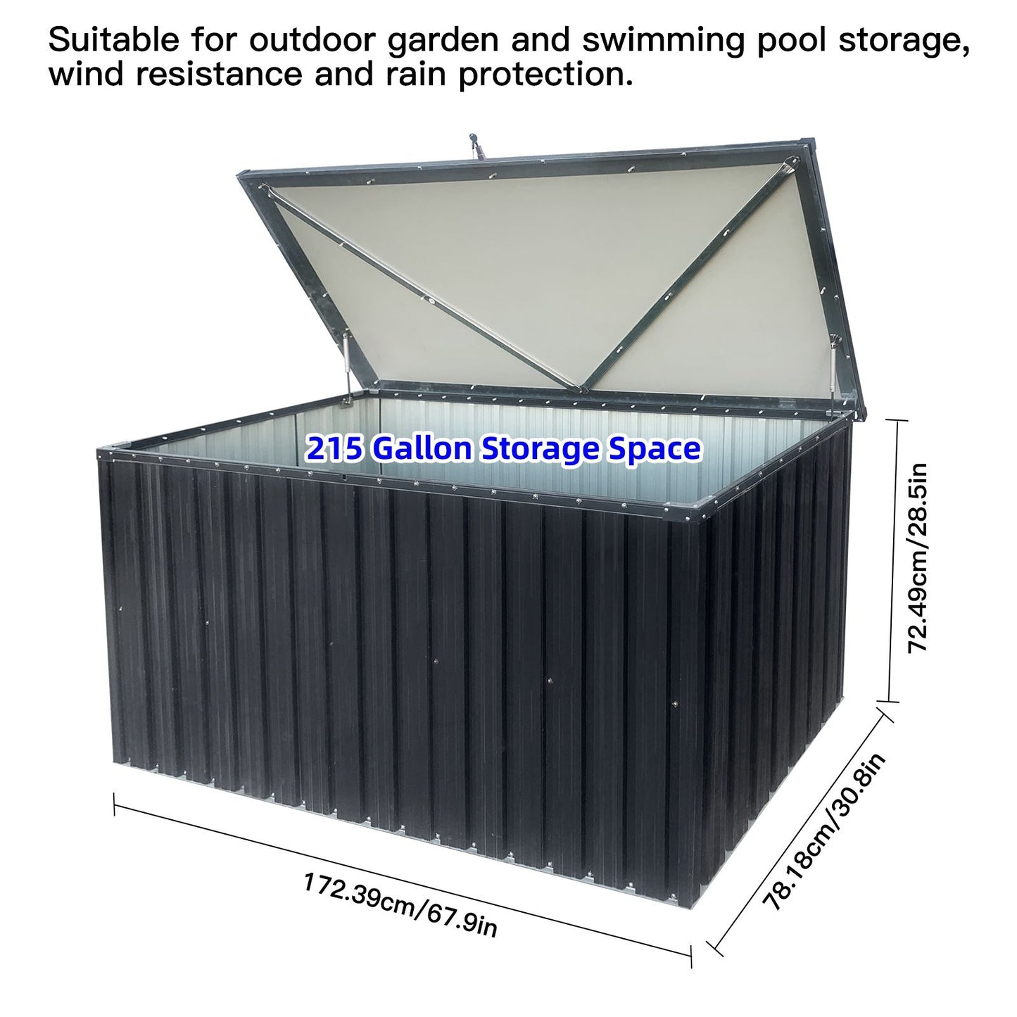 Out Door Metal Storage Box Store Medium - Black Home Essentials