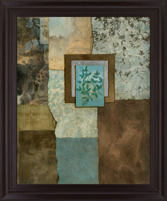 Teal Leaf Mosaic - 28" x 34" Framed Wall Art Classy Art