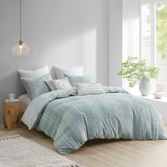 Kara - King 3 Piece Duvet Cover Set - Aqua INK+IVY