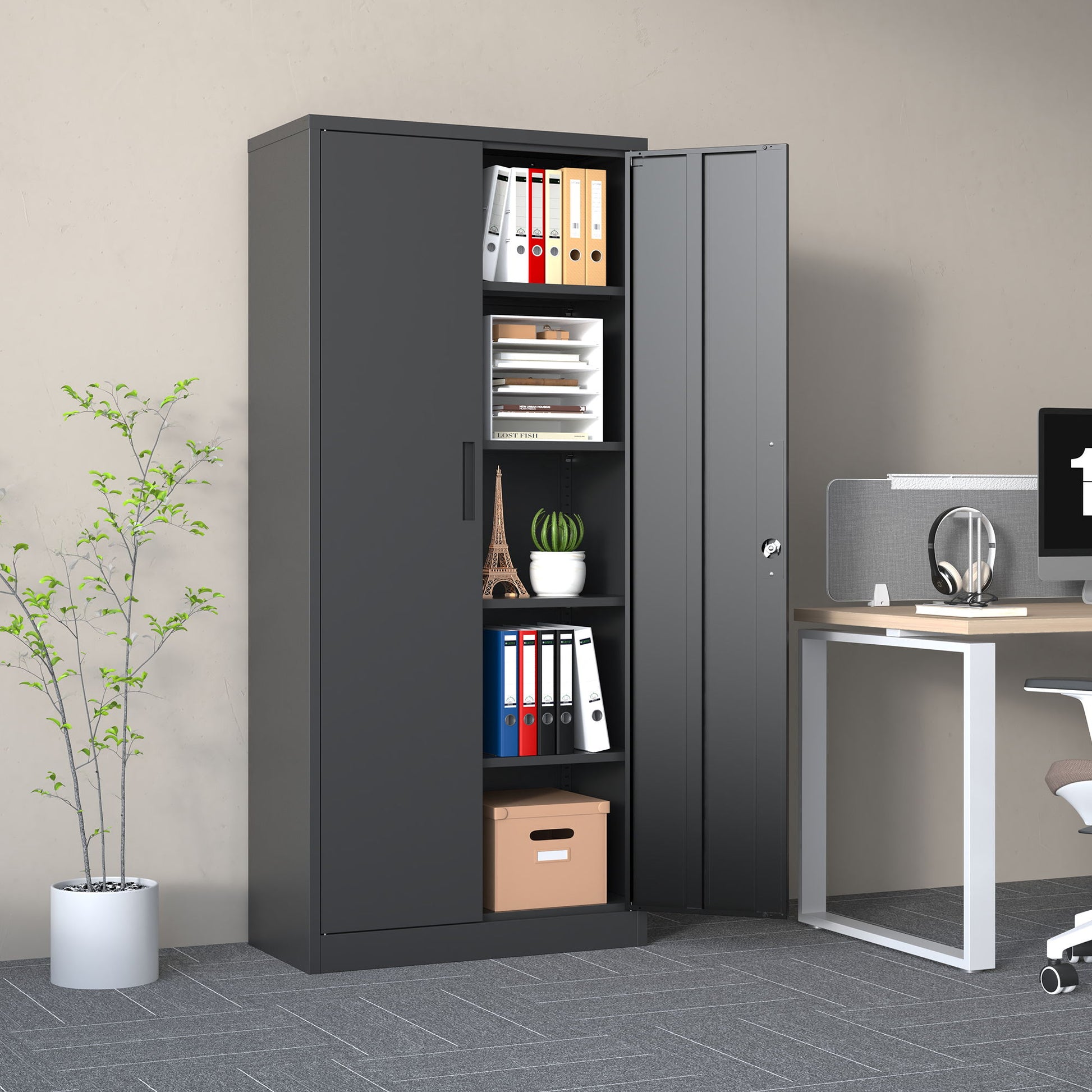 Heavy Metal Garage Storage Cabinet With Locking Doors, Steel, Adjustable Shelves Daily Nest