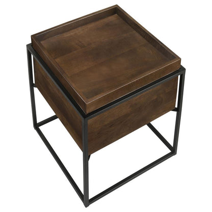 Ondrej - Square Accent Side Table Removable Tray - Dark Brown CoasterEssence