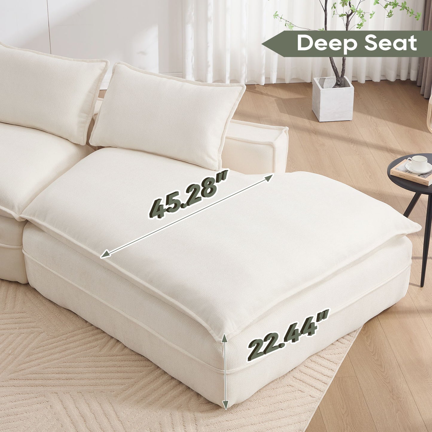 Modern Minimalist Modular Sectional Sofa With Deep Seats And Right Facing Chaise Home Essentials