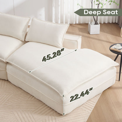 Modern Minimalist Modular Sectional Sofa With Deep Seats And Right Facing Chaise Home Essentials