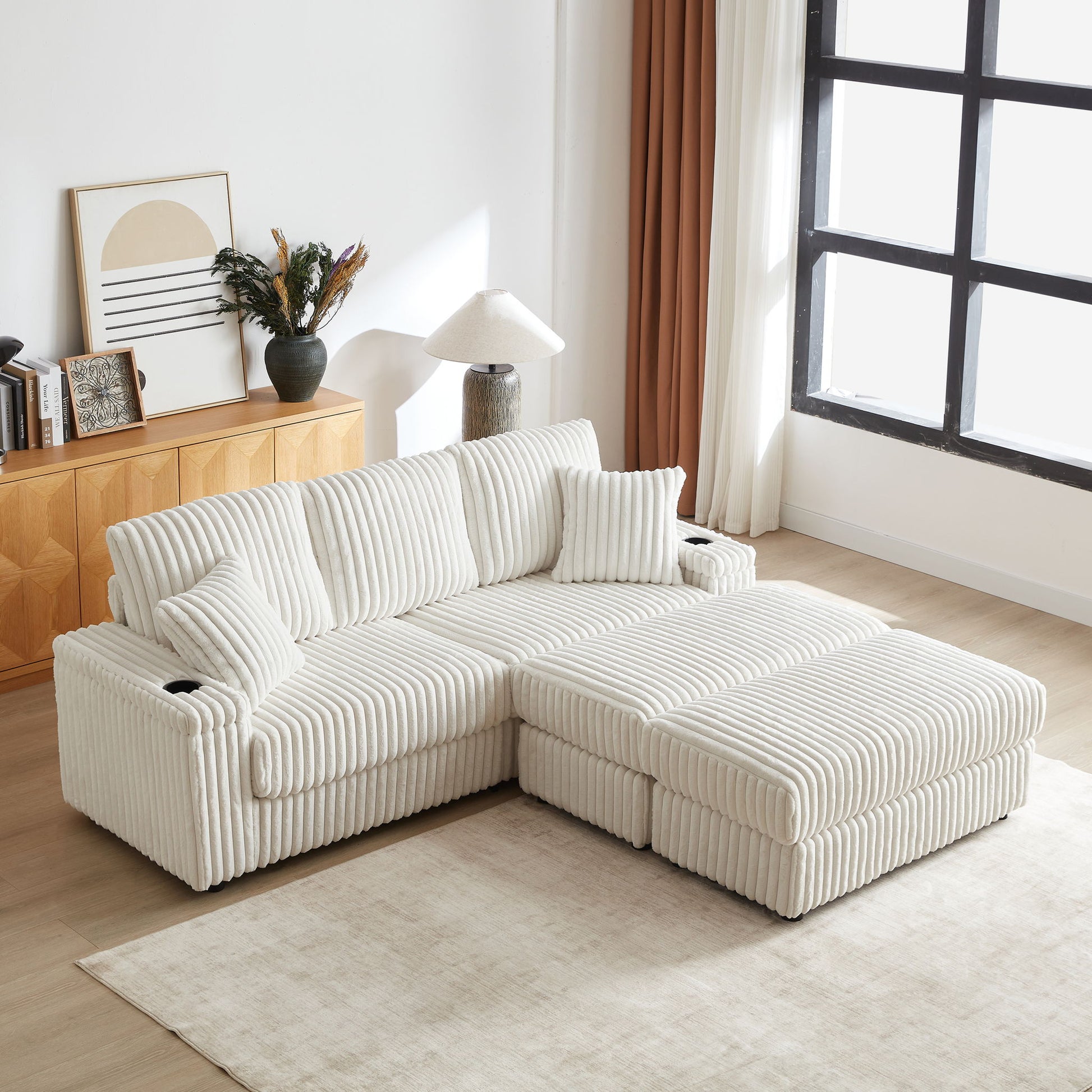 3 Seater Sofa With 2 Ottomans For Living Room Home Essentials