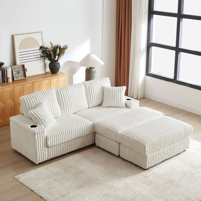 3 Seater Sofa With 2 Ottomans For Living Room Home Essentials