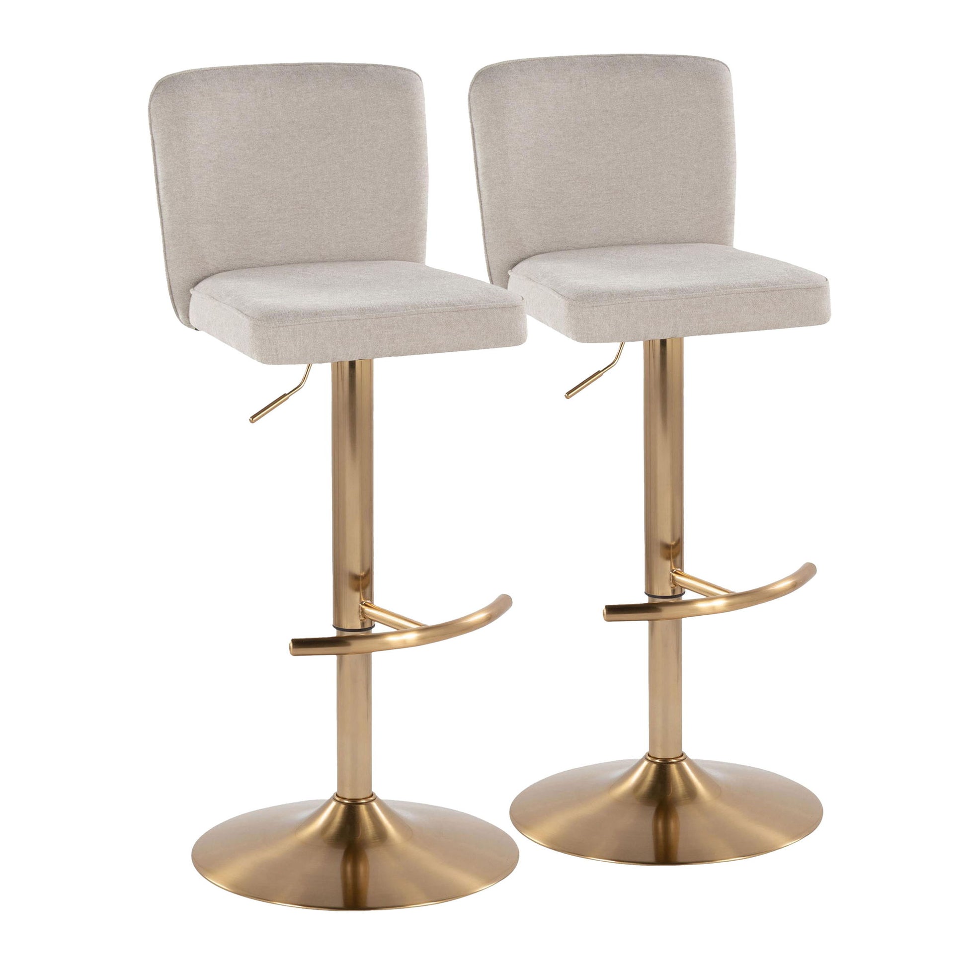 Henry - Contemporary Adjustable Barstool With Swivel With Rounded T Footrest (Set of 2) Lumi Source