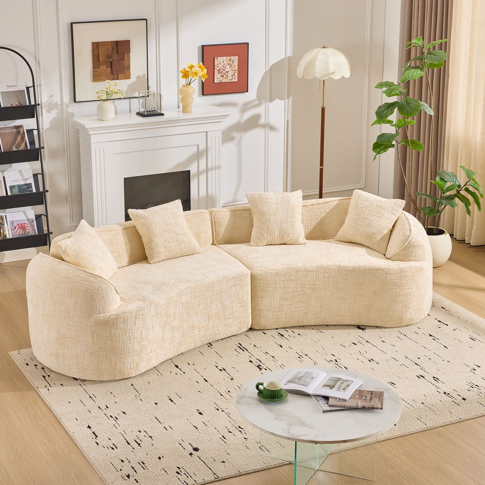 Curved Compressed Sofa, Nordic-Style Design For Living Room Home Essentials
