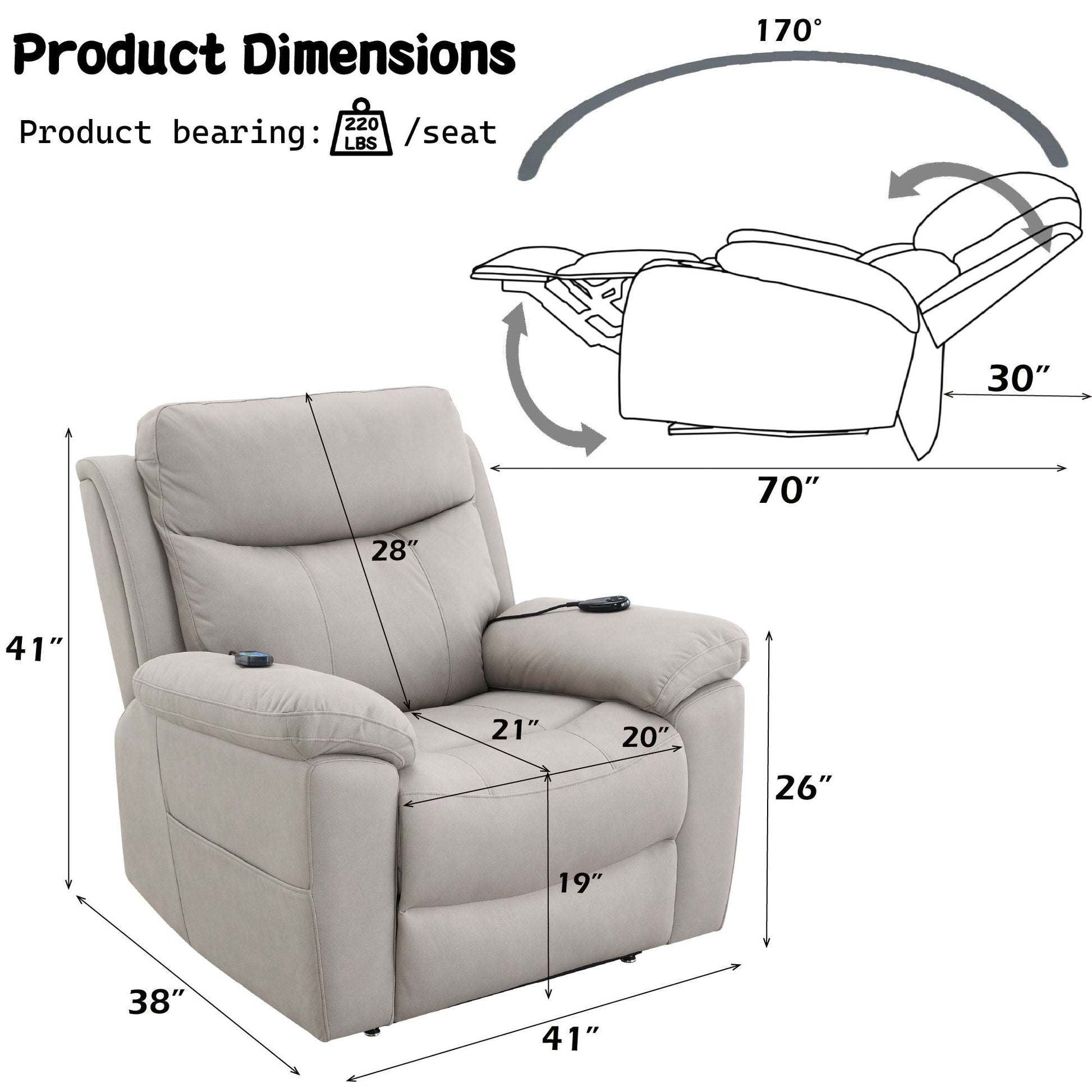 Chriki - Power Motion Recliner With Lift Heating Massage Chair - Beige Acme