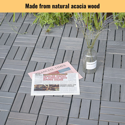 Interlocking Deck Tiles Checker Pattern, Square Acacia Hardwood Outdoor Flooring For Patio, Bancony, Pool Side Daily Nest