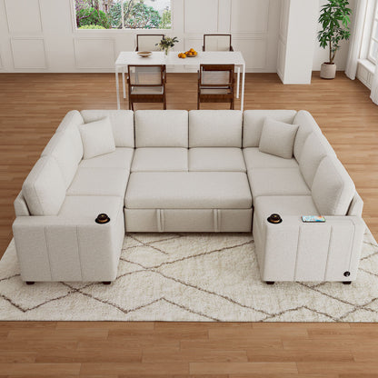 Convertible U-Shaped Sectional Sofa With Pull-Out Bed Hearth and Haven