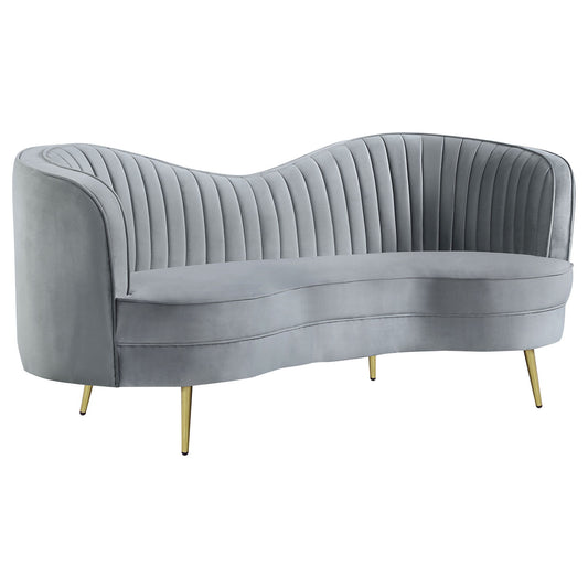 Reigha - Loveseat With Channel Tufted - Gray Furniture Max