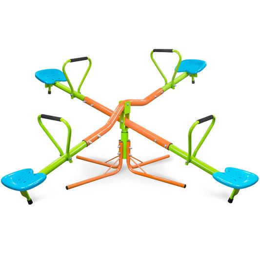 Xss004 Outdoor Playground Four Seats Seesaw For Kids 360 Degree Rotating Sturdy Plastic Seat Seesaw For Kids Seesaw For Kids Age 3+ - Green / Blue Daily Nest