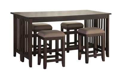 Drop Leaf Table & 4 Stools - Dark Brown Bernards Furniture