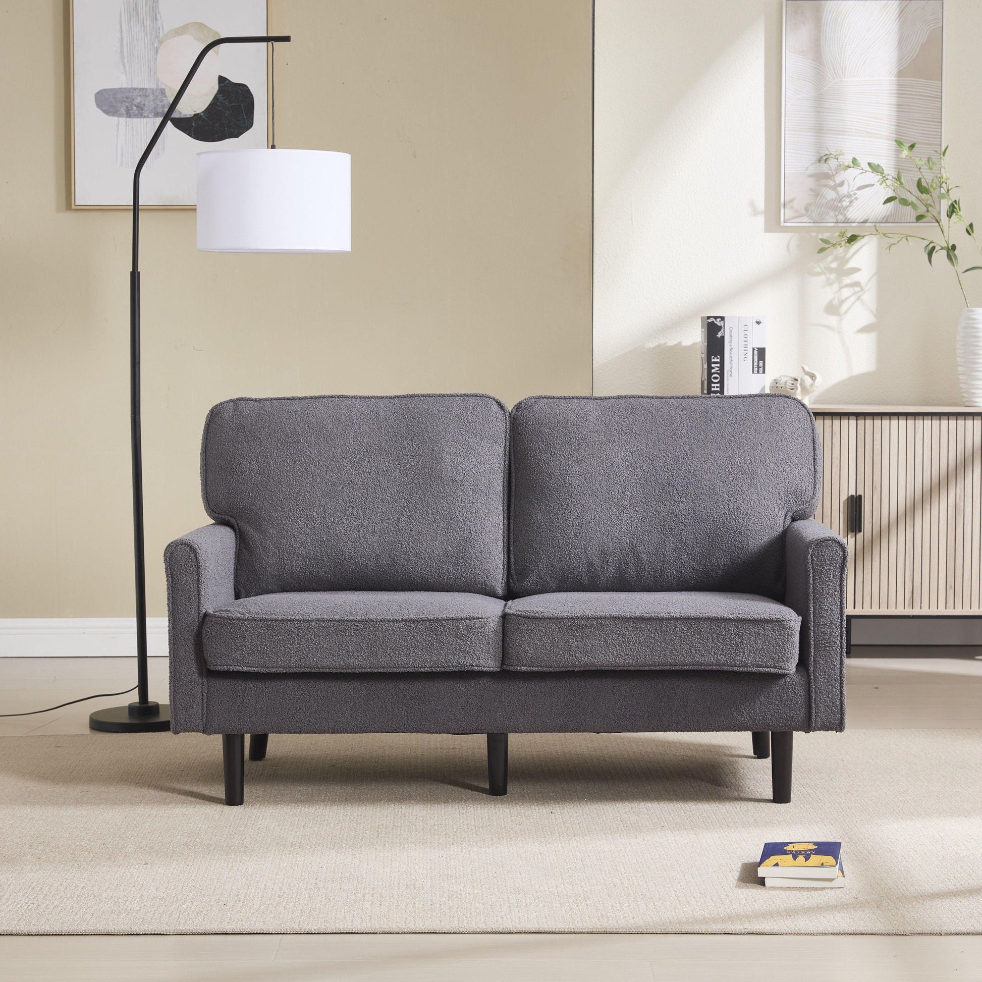 Mid Century Modern Loveseat Sofa With USB Ports, Removable Pillow Cover Home Essentials