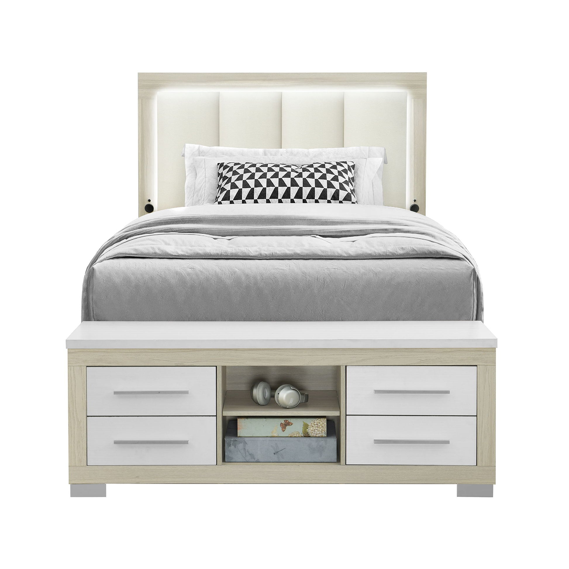 Emilia - Bed With Storage And LED Lighting Global Furniture USA