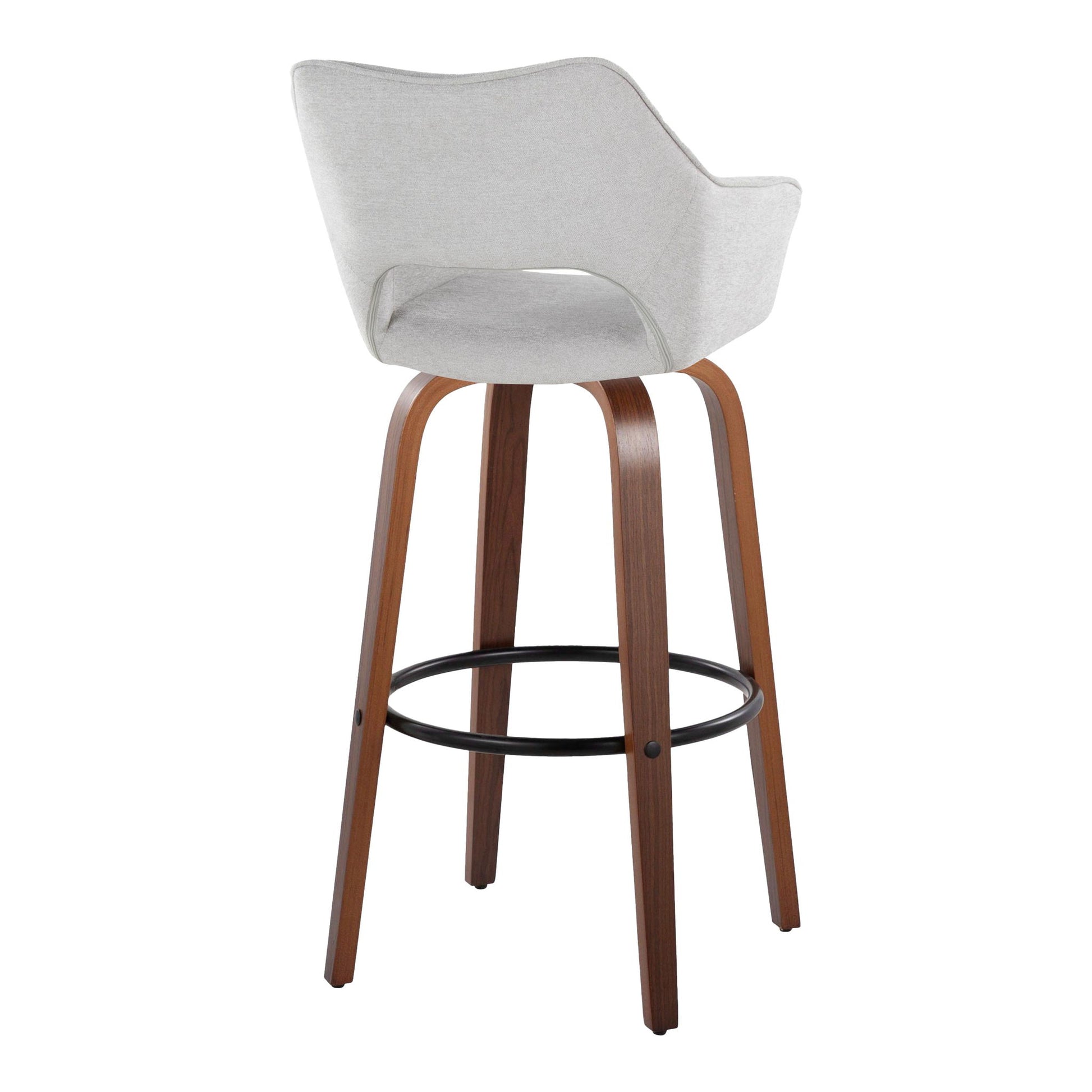 Mustang - Contemporary Fixed Height Barstool With Swivel & Round Footrest (Set of 2) Lumi Source