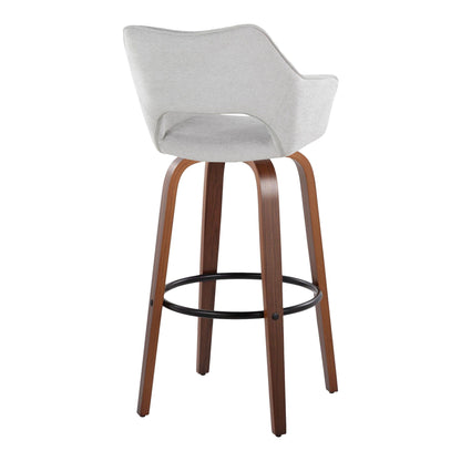 Mustang - Contemporary Fixed Height Barstool With Swivel & Round Footrest (Set of 2) Lumi Source