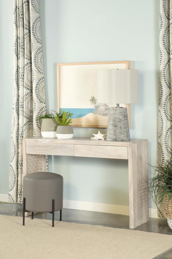 Rickman - 2-Drawer Wood Entryway Console Table - White Washed CoasterEssence