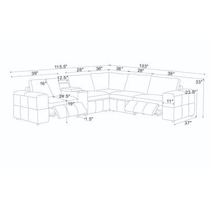 Upholstered Large Arms Sectional With Recliner Seats Home Essentials