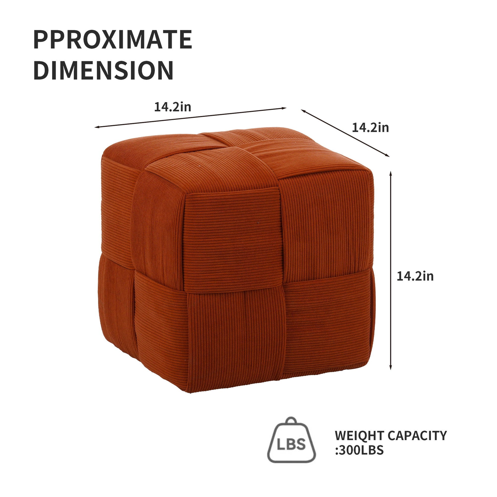 Square Ottoman Foot Rest With Woven Design Home Essentials