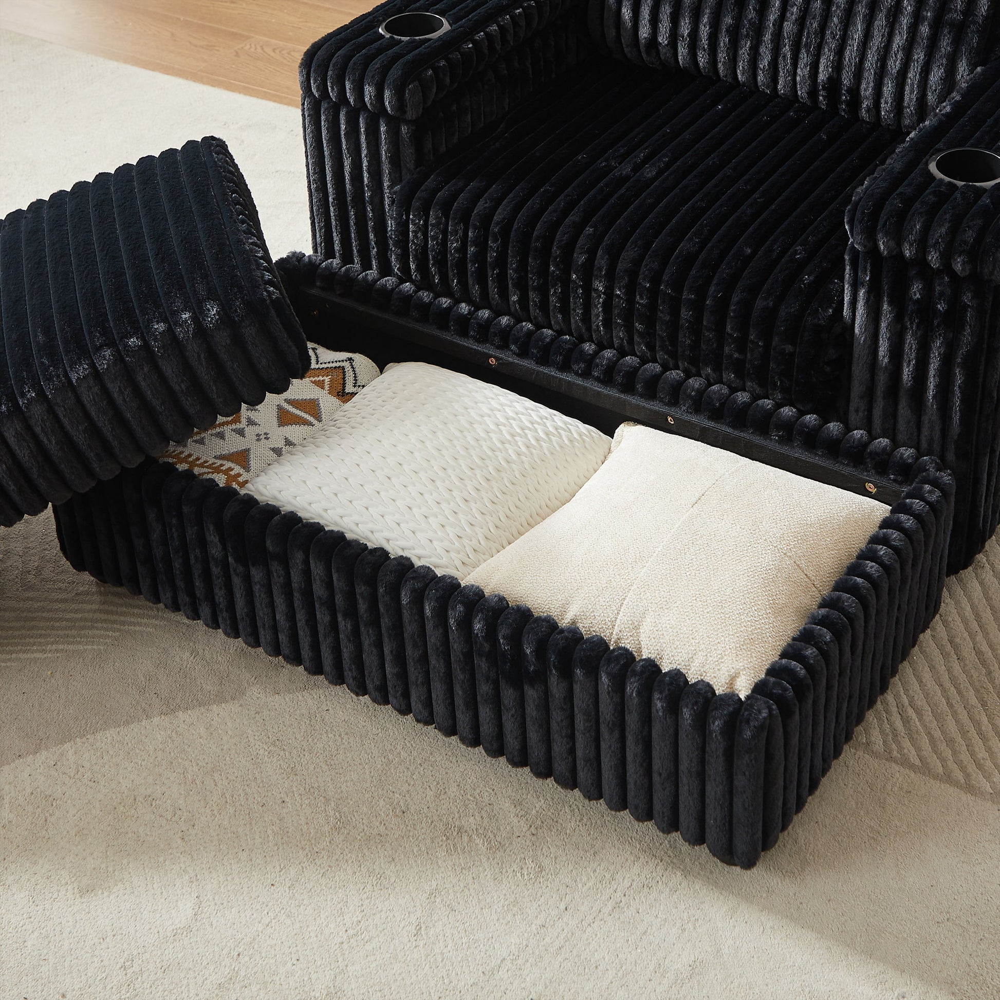 3 Seater Sofa With 2 Ottomans For Living Room Home Essentials