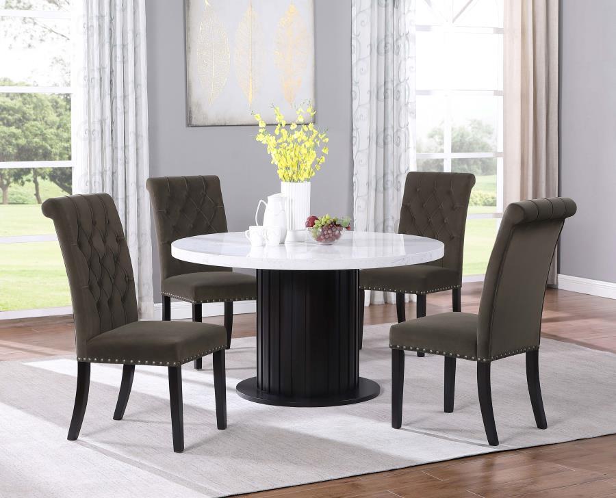 Sherry - Round Marble Top Dining Table Set CoasterEssence