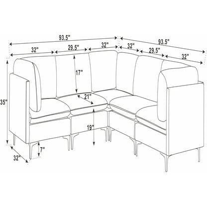 Upholstered Modular Sectional With Tall Legs Home Essentials