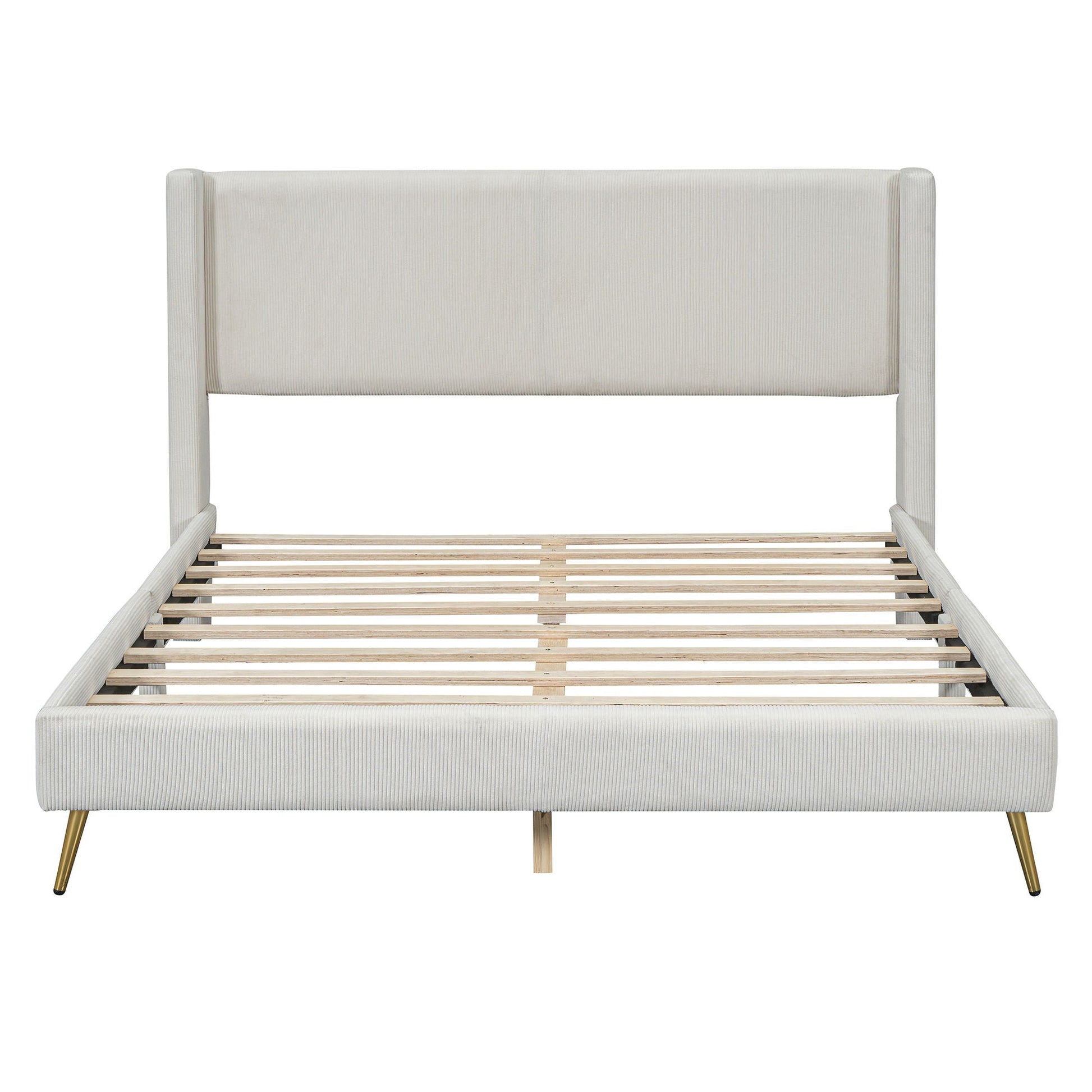 Platform Contemporary Bed With Legs And Upholstered Headboard DreamHaus