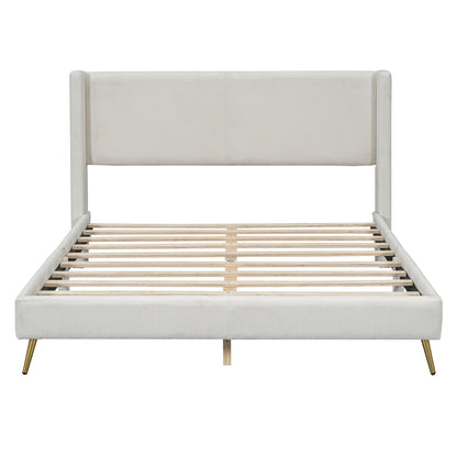 Platform Contemporary Bed With Legs And Upholstered Headboard DreamHaus