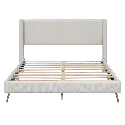Platform Contemporary Bed With Legs And Upholstered Headboard DreamHaus