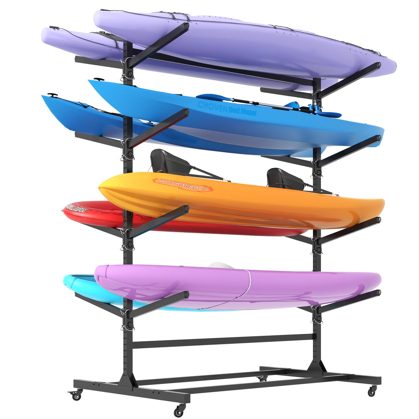 Freestanding Kayak Storage Rack With Lockable Wheels For Kayak, Canoe, Sup & Surfboard Daily Nest